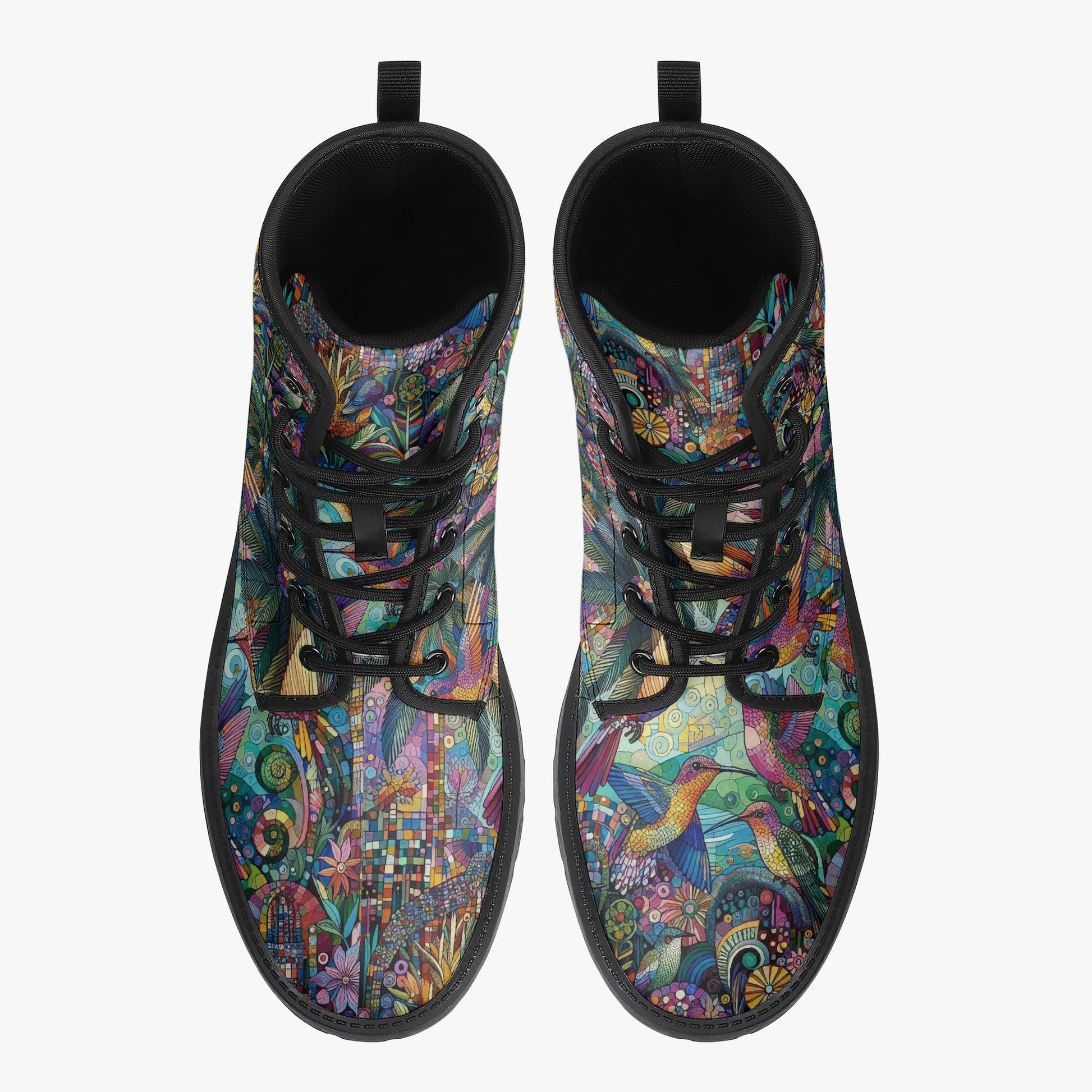 Hummingbird Kaleidoscope Trendy Leather Boots - Gregg Acini Adoree Designs - Boots