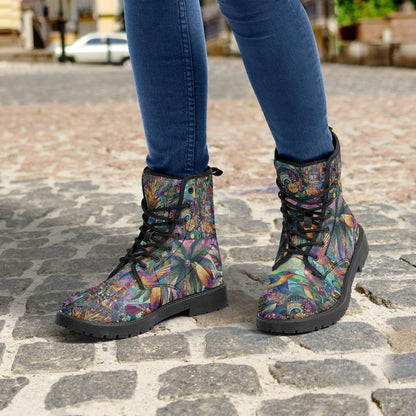 Hummingbird Kaleidoscope Trendy Leather Boots - Gregg Acini Adoree Designs - Boots