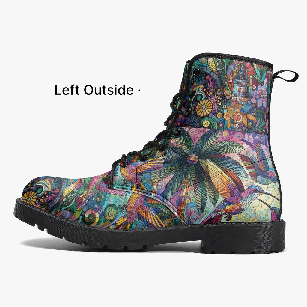 Hummingbird Kaleidoscope Trendy Leather Boots - Gregg Acini Adoree Designs - Boots