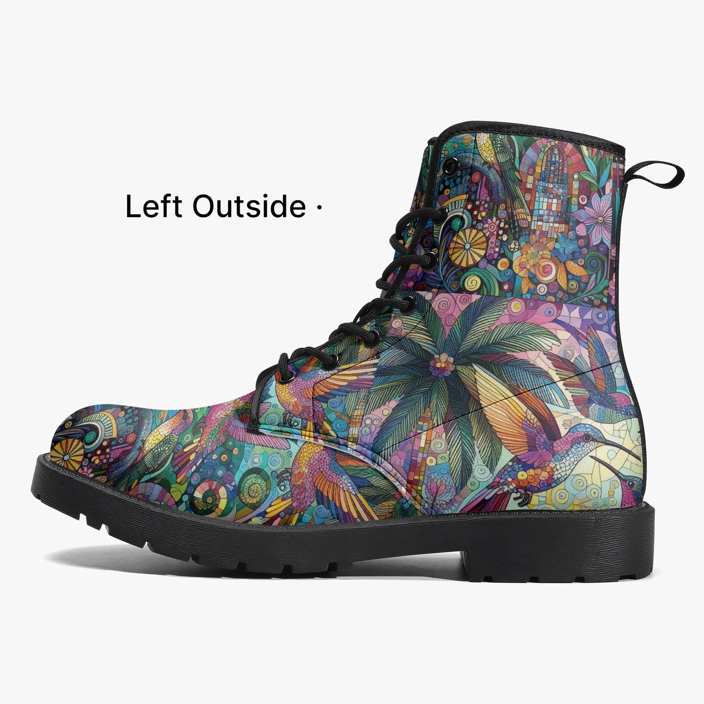 Hummingbird Kaleidoscope Trendy Leather Boots - Gregg Acini Adoree Designs - Boots