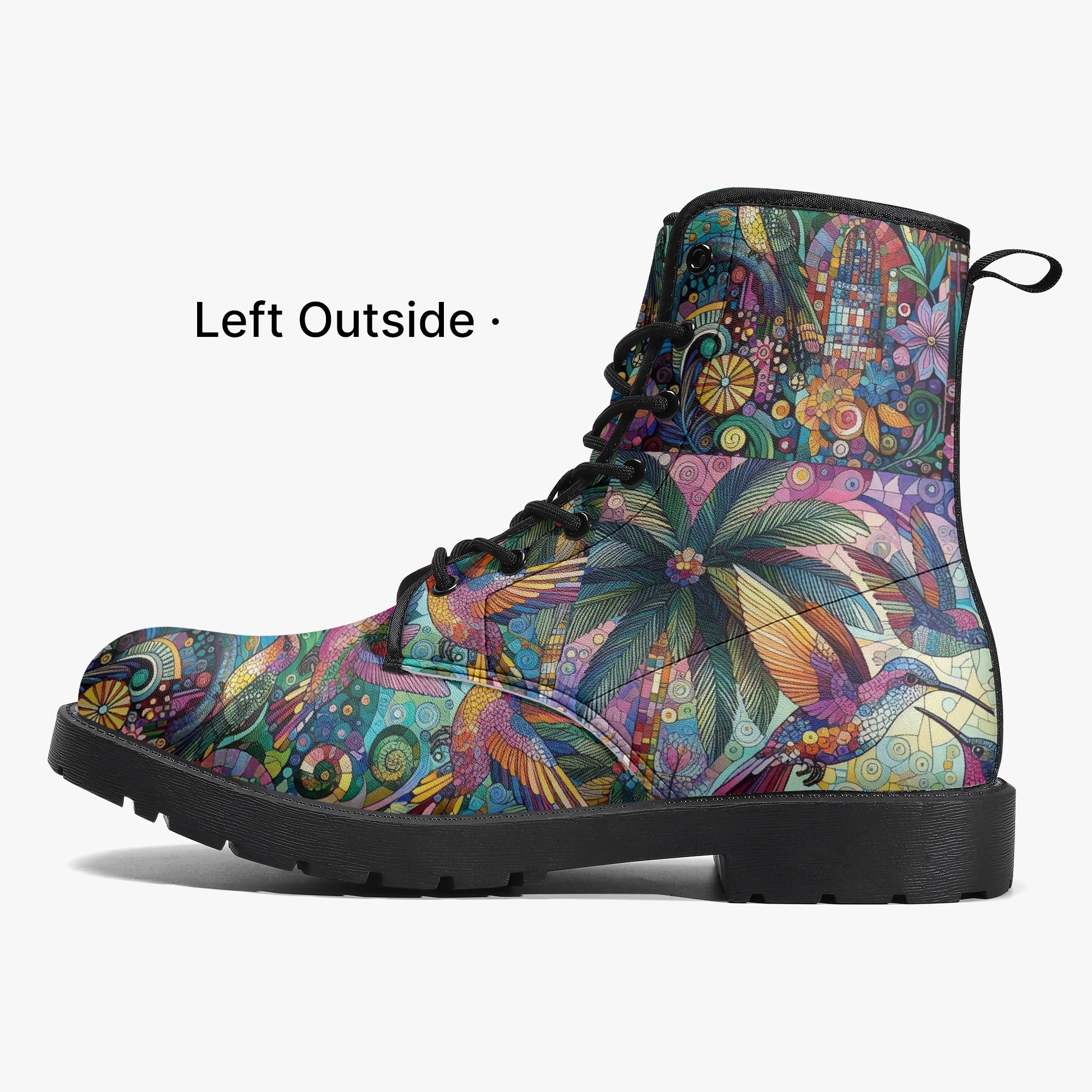 Hummingbird Kaleidoscope Trendy Leather Boots - Gregg Acini Adoree Designs - Boots