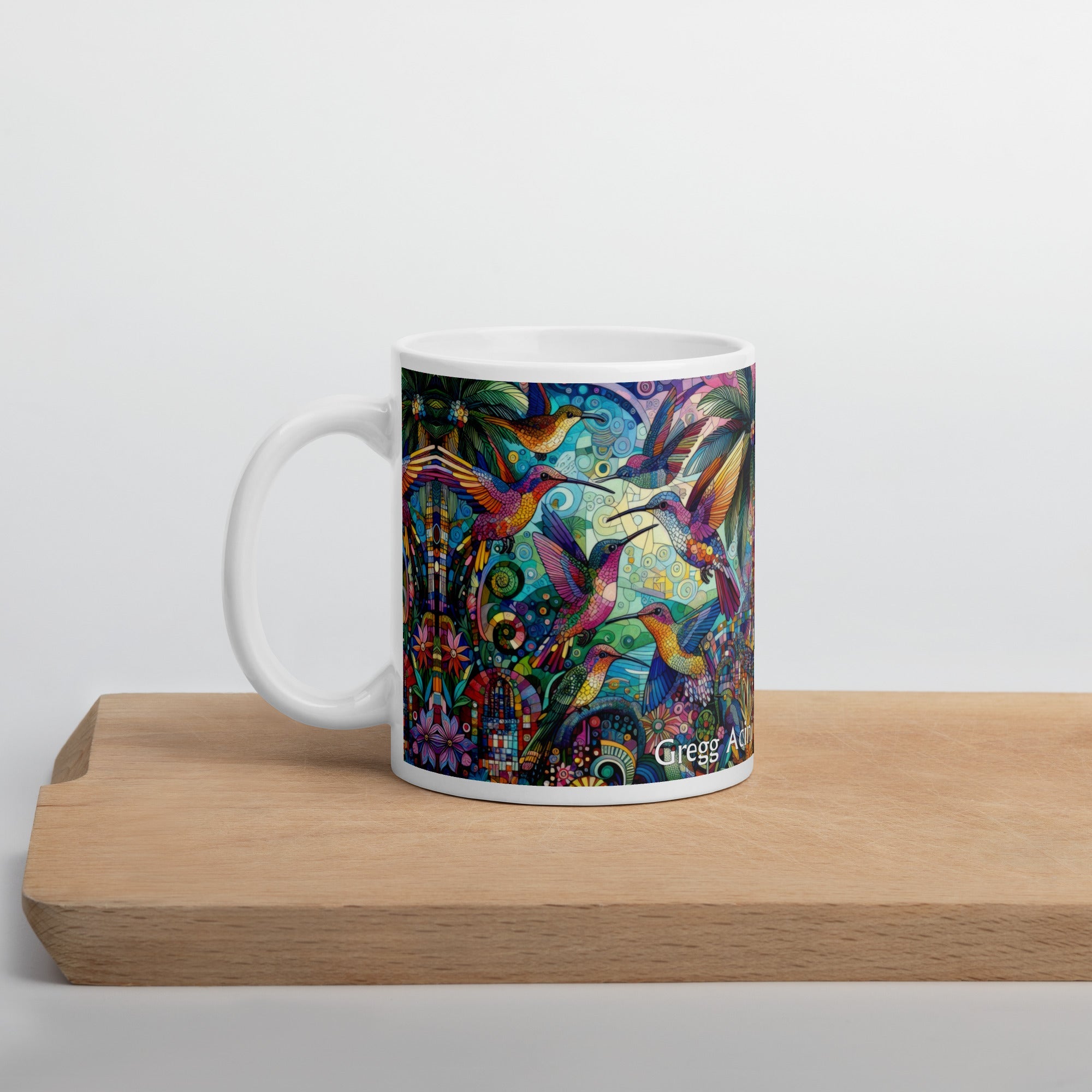 Hummingbird Kaleidoscope White glossy mug by Gregg Acini Adoree Designs - Gregg Acini Adoree Designs - Mug