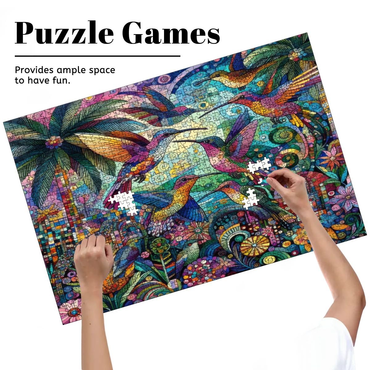 Hummingbird Kaleidoscope Wooden Jigsaw Puzzles 1000 pcs - Gregg Acini Adoree Designs - Jigsaw Puzzle