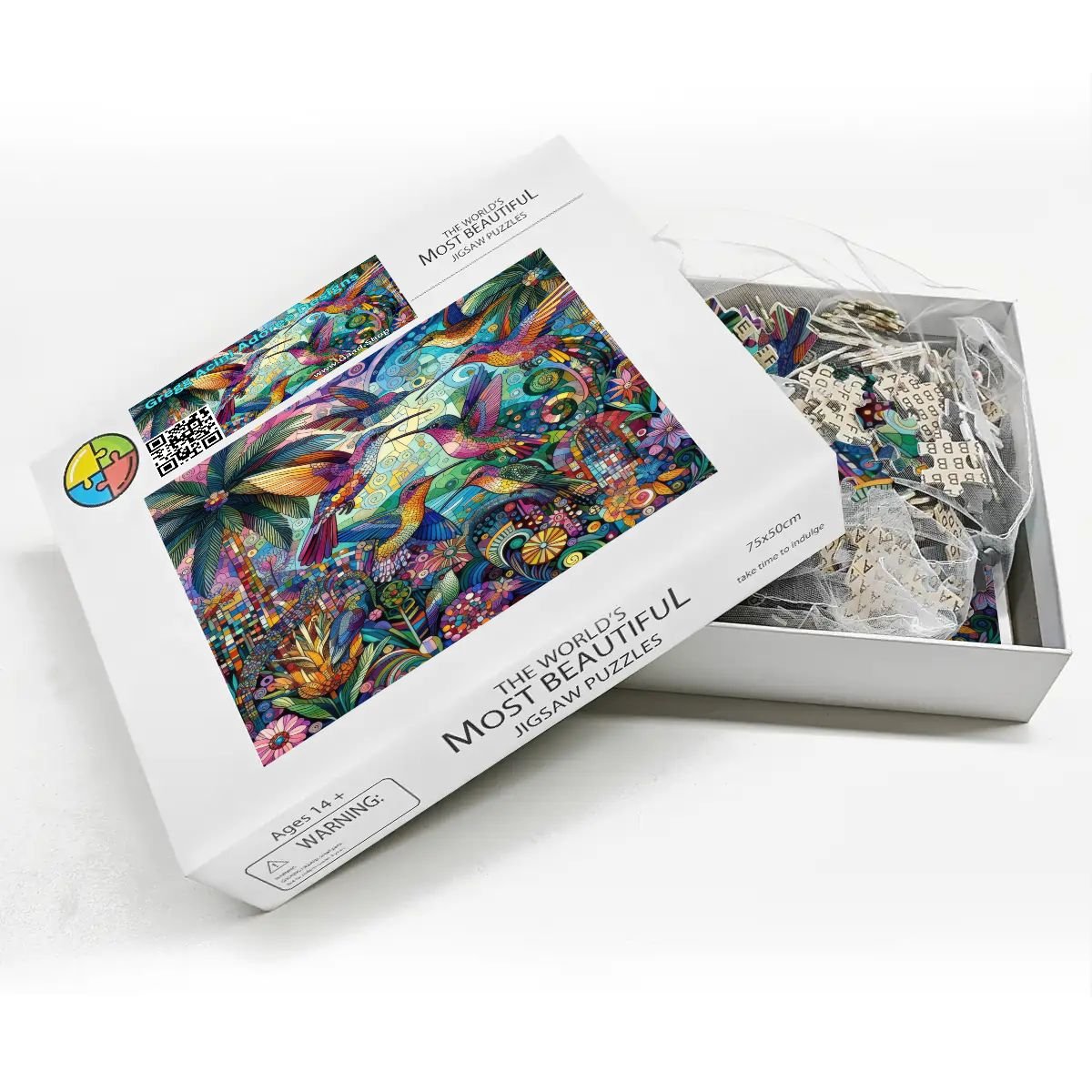 Hummingbird Kaleidoscope Wooden Jigsaw Puzzles 1000 pcs - Gregg Acini Adoree Designs - Jigsaw Puzzle