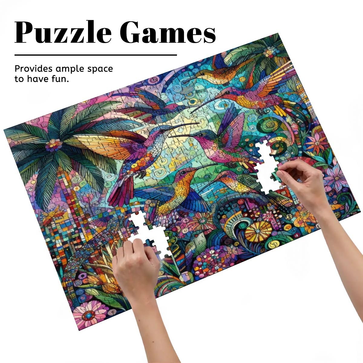 Hummingbird Kaleidoscope Wooden Jigsaw Puzzles 500 pcs - Gregg Acini Adoree Designs - Jigsaw Puzzle