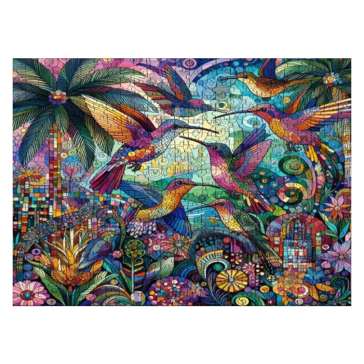 Hummingbird Kaleidoscope Wooden Jigsaw Puzzles 500 pcs - Gregg Acini Adoree Designs - Jigsaw Puzzle