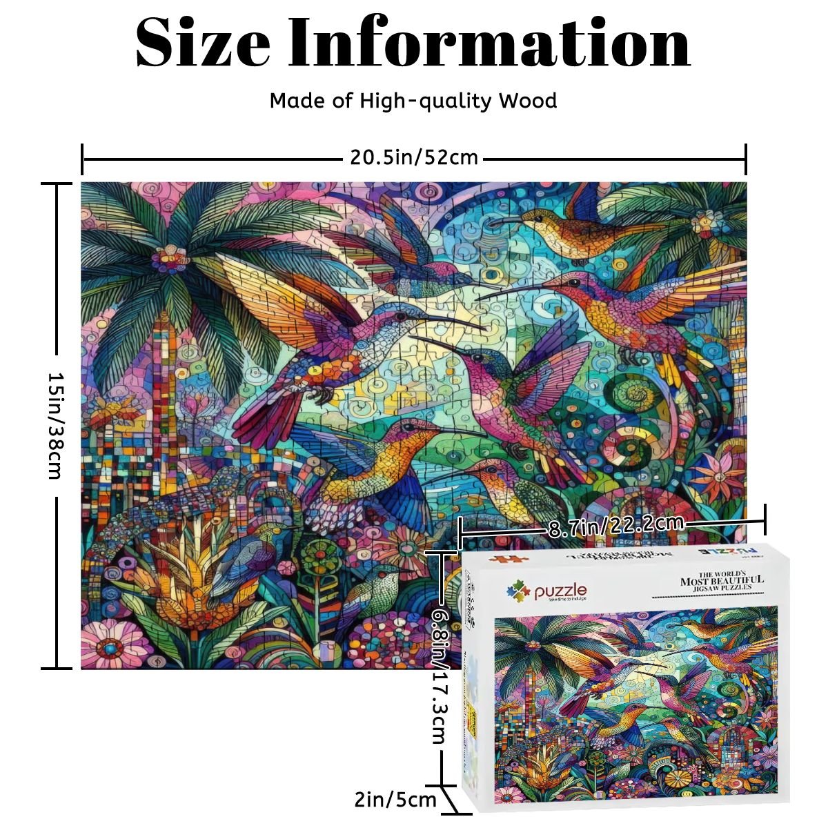 Hummingbird Kaleidoscope Wooden Jigsaw Puzzles 500 pcs - Gregg Acini Adoree Designs - Jigsaw Puzzle