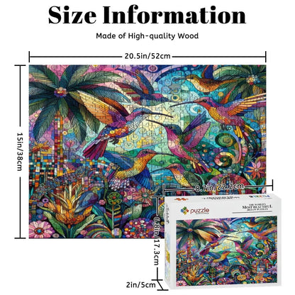Hummingbird Kaleidoscope Wooden Jigsaw Puzzles 500 pcs - Gregg Acini Adoree Designs - Jigsaw Puzzle