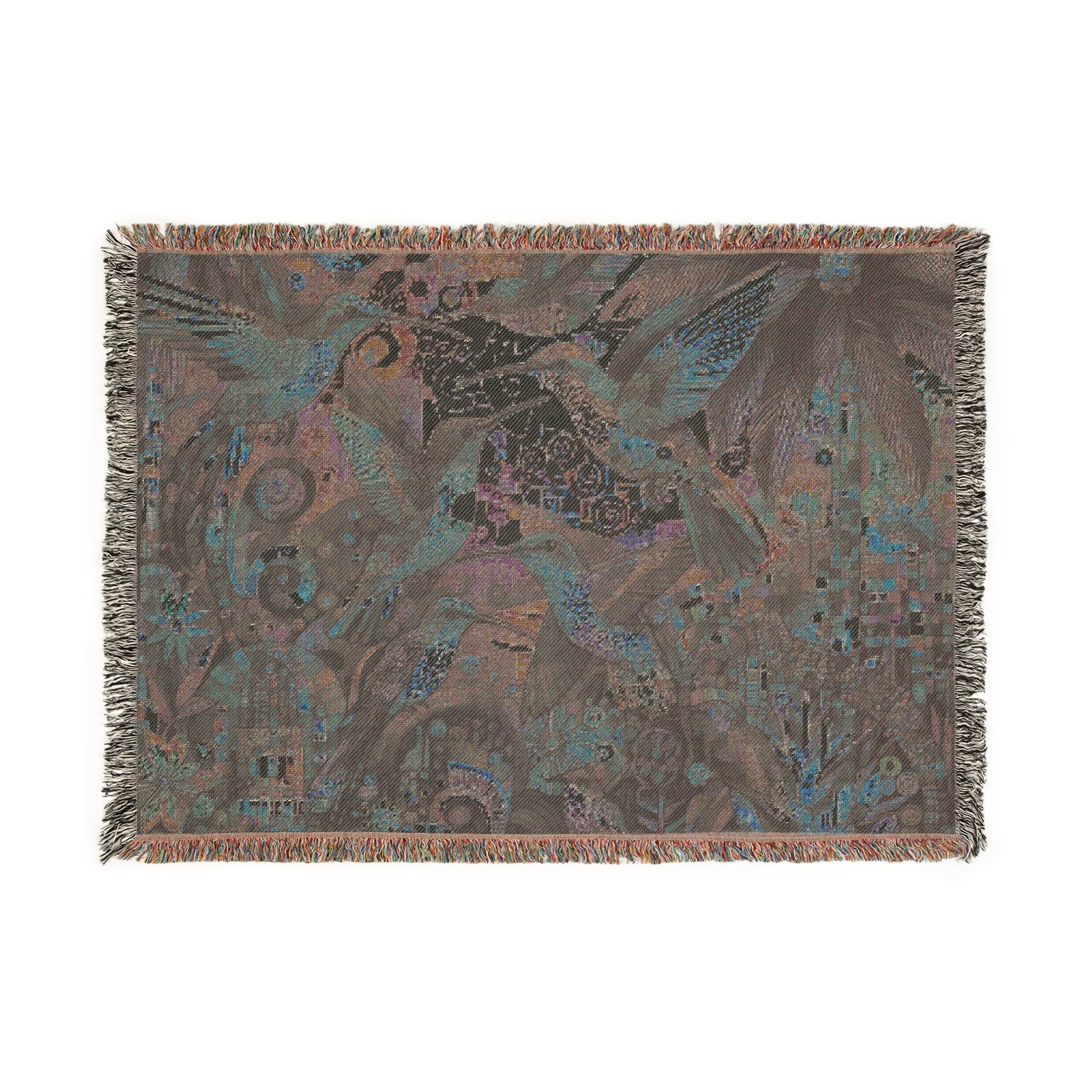 Hummingbird Kaleidoscope Woven Blanket - Cozy Home Décor for Nature Lovers - Gregg Acini Adoree Designs - Blanket