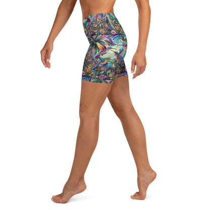 Hummingbird Kaleidoscope Yoga Shorts - Gregg Acini Adoree Designs - Yoga Shorts