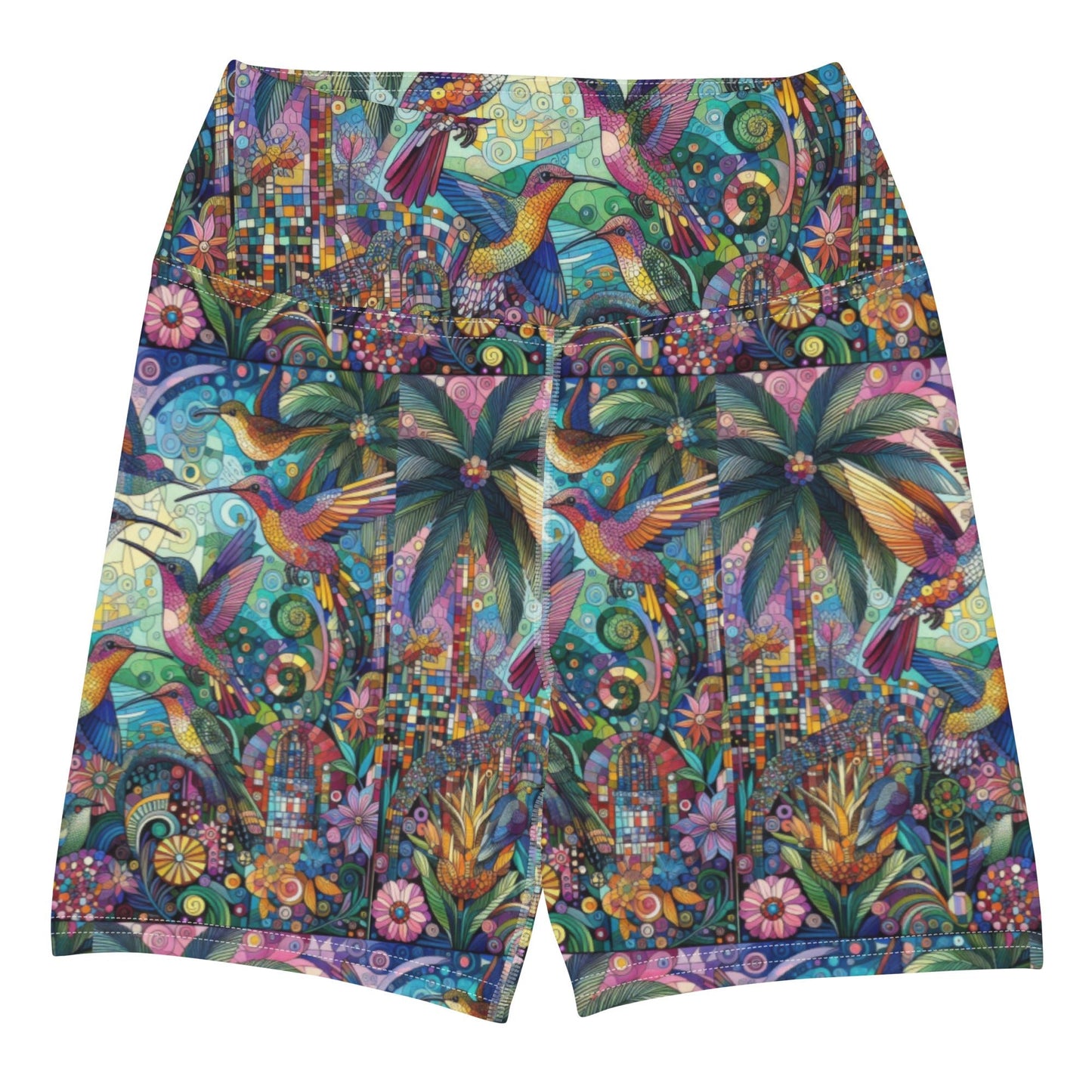 Hummingbird Kaleidoscope Yoga Shorts - Gregg Acini Adoree Designs - Yoga Shorts