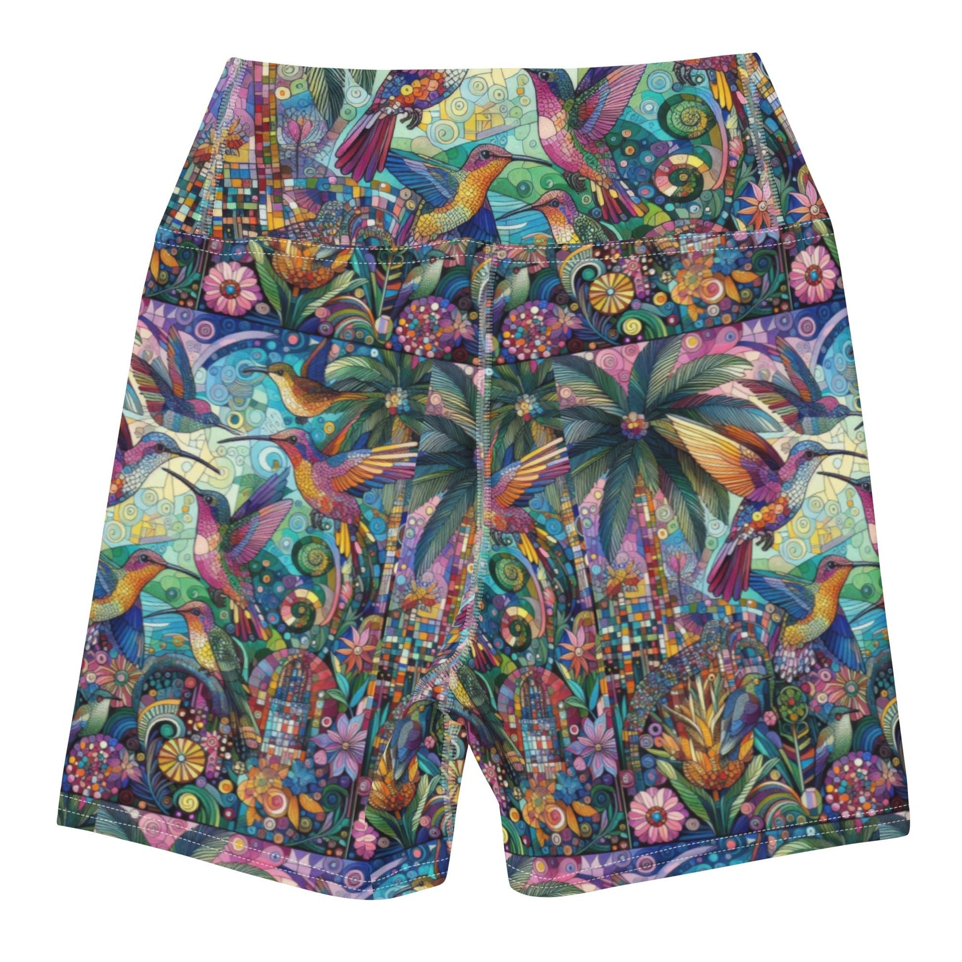 Hummingbird Kaleidoscope Yoga Shorts - Gregg Acini Adoree Designs - Yoga Shorts