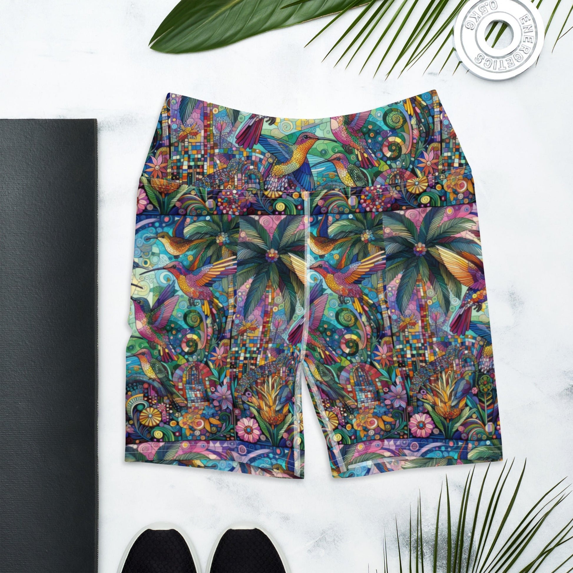 Hummingbird Kaleidoscope Yoga Shorts - Gregg Acini Adoree Designs - Yoga Shorts