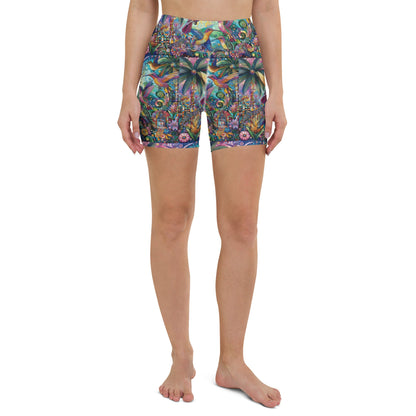 Hummingbird Kaleidoscope Yoga Shorts - Gregg Acini Adoree Designs - Yoga Shorts