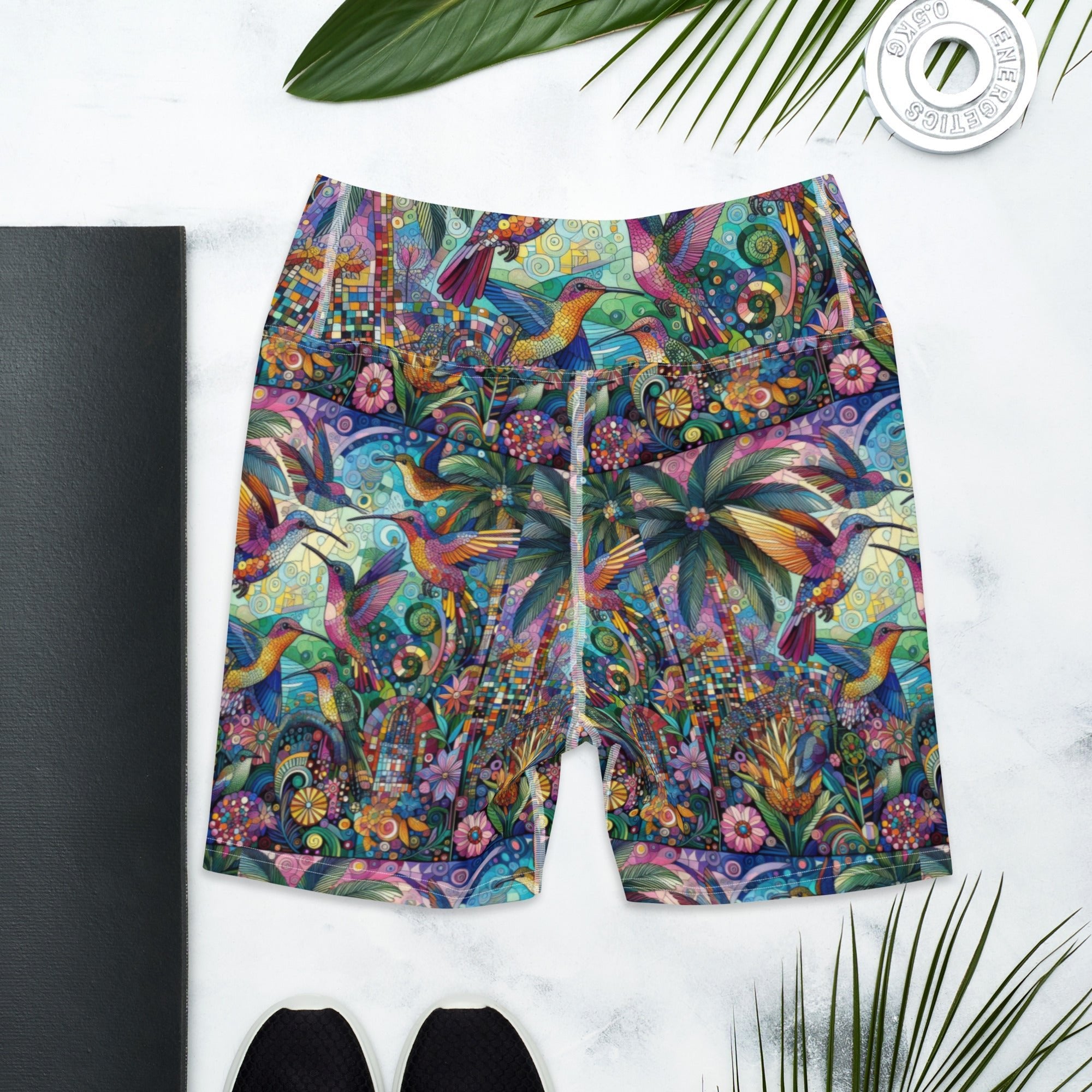 Hummingbird Kaleidoscope Yoga Shorts - Gregg Acini Adoree Designs - Yoga Shorts