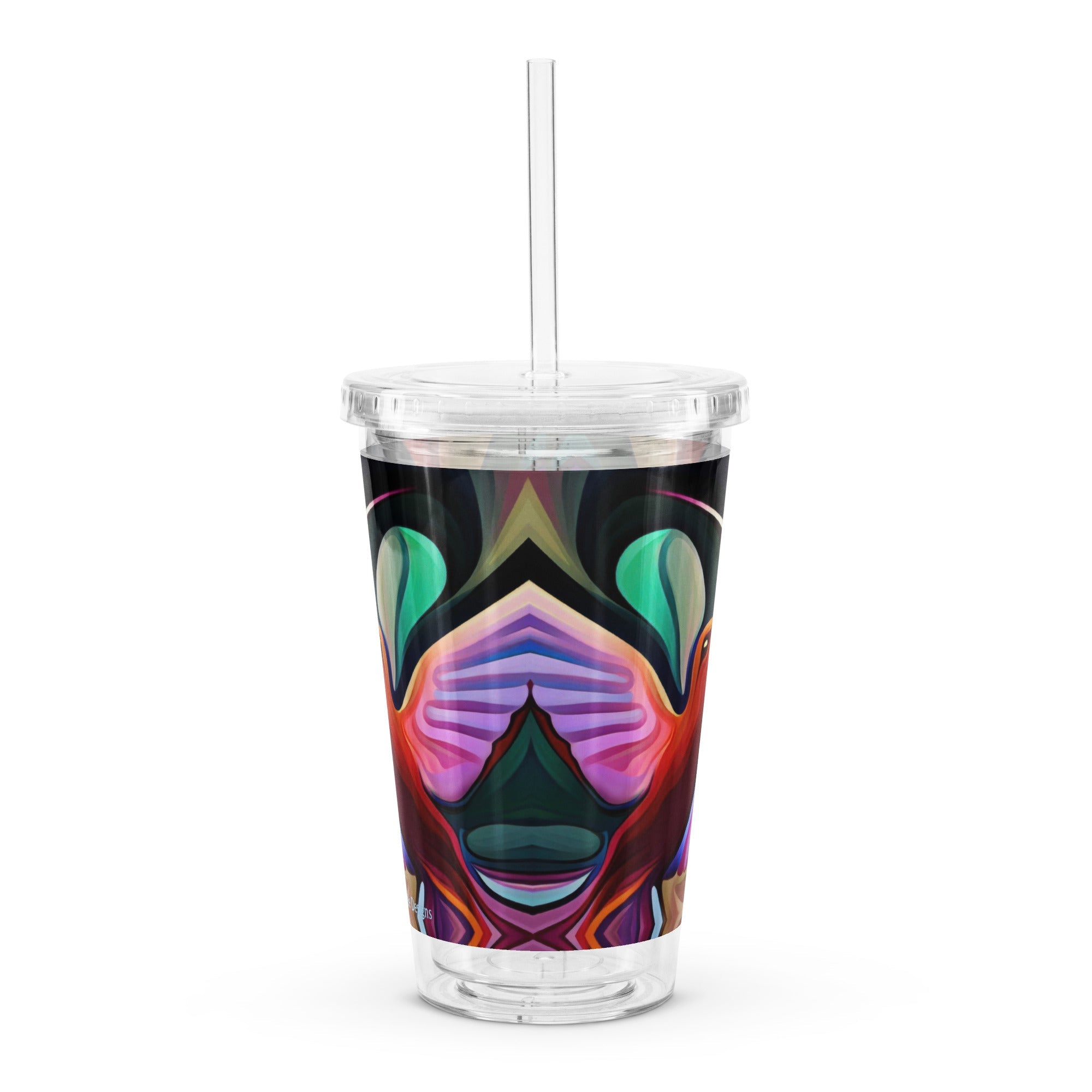 Hummingbird Okee Clear plastic tumbler - Gregg Acini Adoree Designs - Tumbler