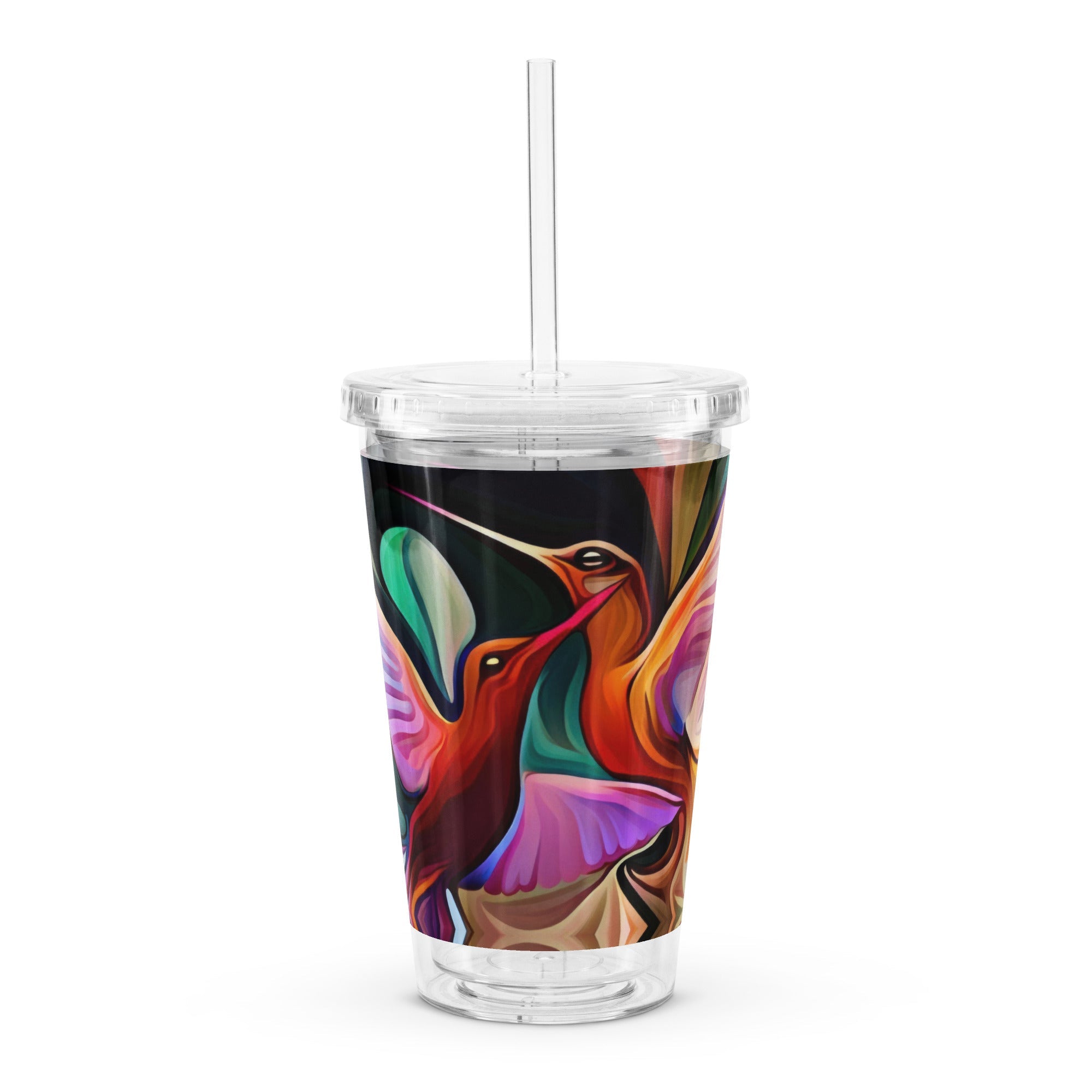 Hummingbird Okee Clear plastic tumbler - Gregg Acini Adoree Designs - Tumbler