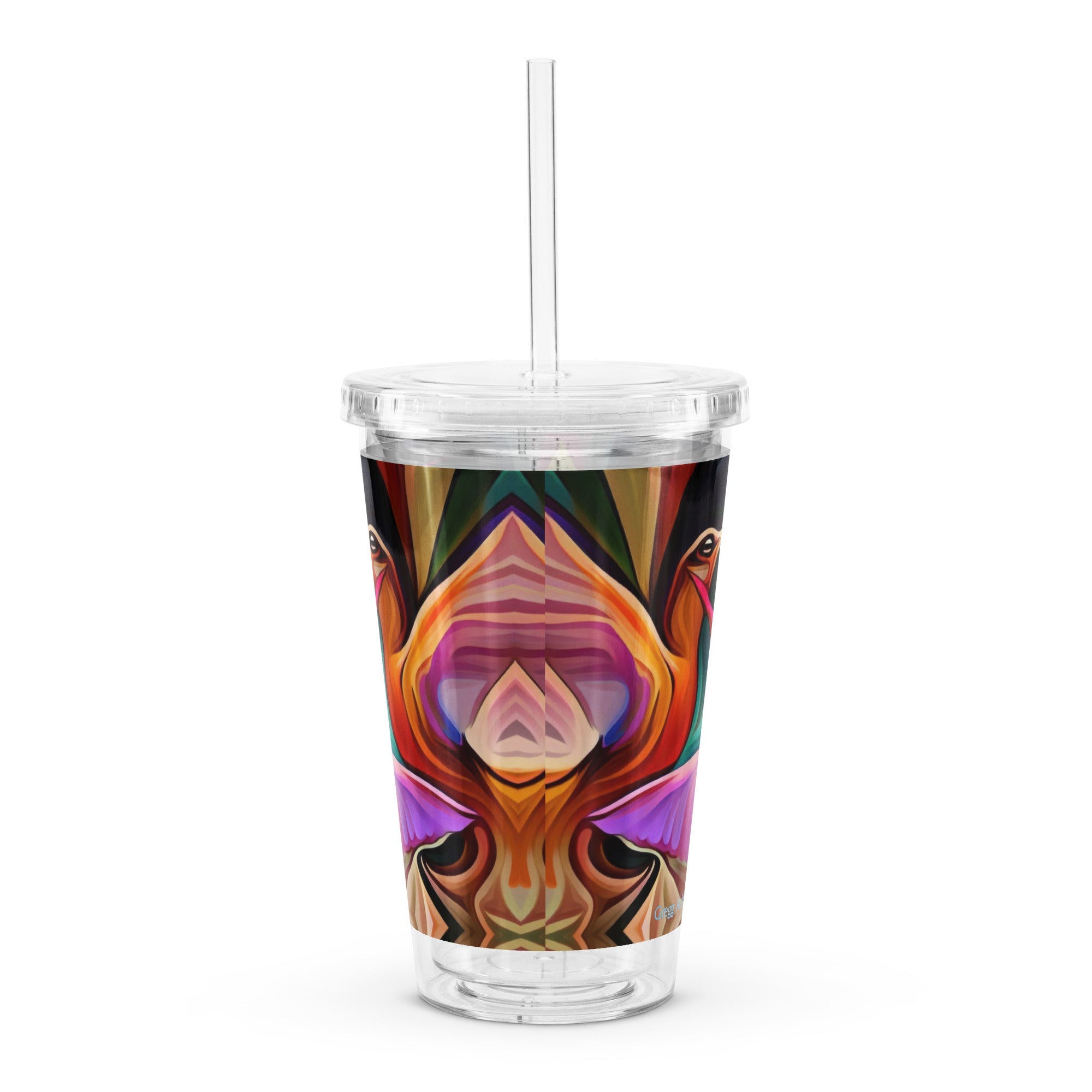 Hummingbird Okee Clear plastic tumbler - Gregg Acini Adoree Designs - Tumbler