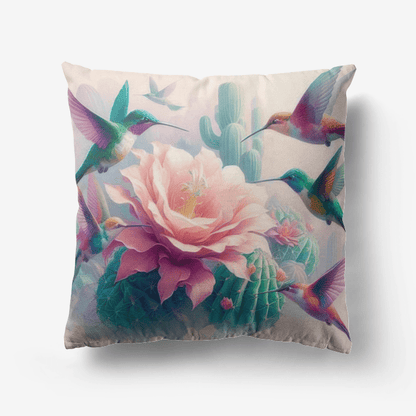 Hummingbirds and Cactus Home Goods Premium Hypoallergenic Throw Pillow - Gregg Acini Adoree Designs - Pillows & Covers