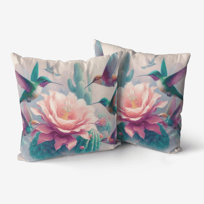 Hummingbirds and Cactus Home Goods Premium Hypoallergenic Throw Pillow - Gregg Acini Adoree Designs - Pillows & Covers