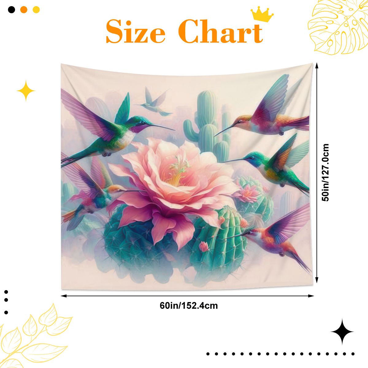 Hummingbirds and Cactus Lightweight Wall Tapestry (Fabric Wall Hanging - USA) - Gregg Acini Adoree Designs - Wall Coverings