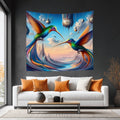 Hummingbirds and Clocks Lightweight Wall Tapestry (Fabric Wall Hanging - USA) - Gregg Acini Adoree Designs - Wall Coverings