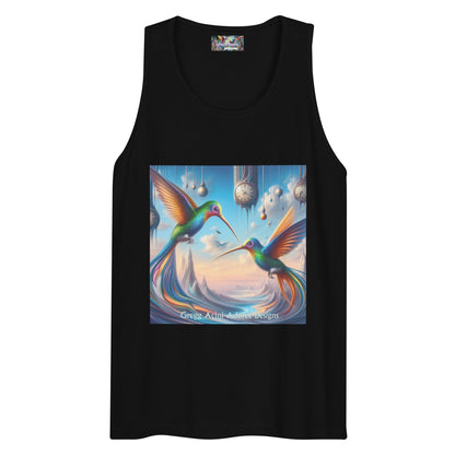 Hummingbirds and Clocks Men’s premium tank top - Gregg Acini Adoree Designs - Tank Top