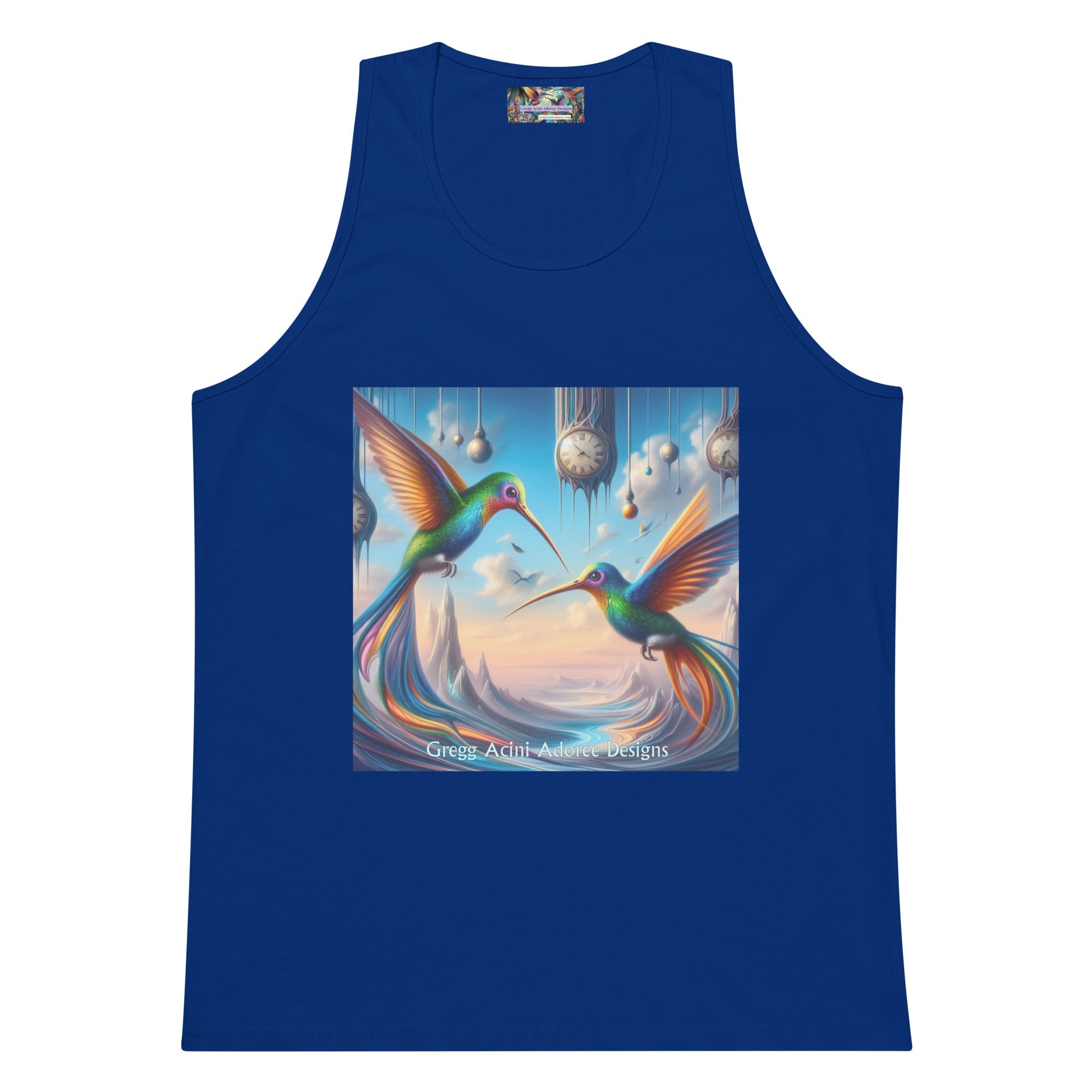 Hummingbirds and Clocks Men’s premium tank top - Gregg Acini Adoree Designs - Tank Top