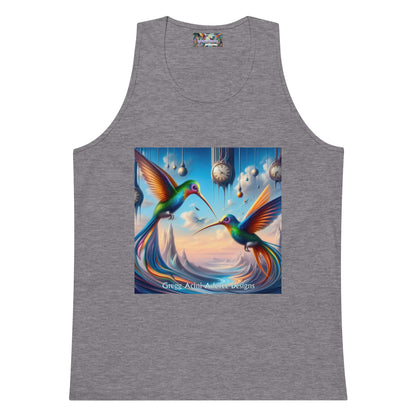 Hummingbirds and Clocks Men’s premium tank top - Gregg Acini Adoree Designs - Tank Top