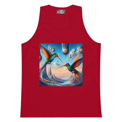 Hummingbirds and Clocks Men’s premium tank top - Gregg Acini Adoree Designs - Tank Top