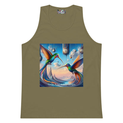 Hummingbirds and Clocks Men’s premium tank top - Gregg Acini Adoree Designs - Tank Top