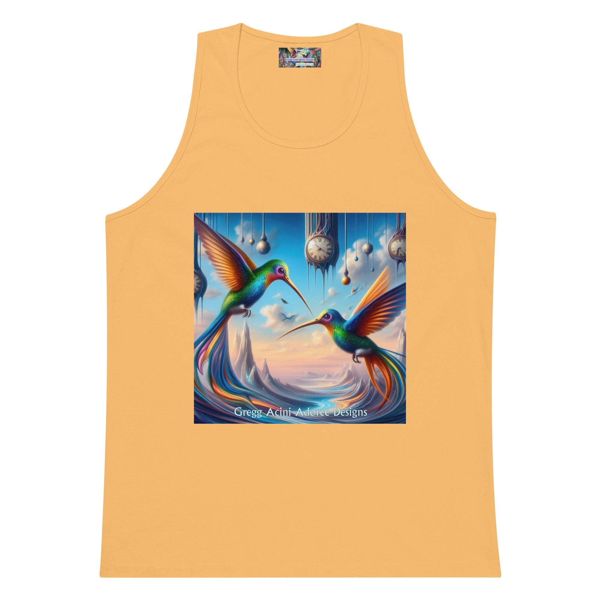 Hummingbirds and Clocks Men’s premium tank top - Gregg Acini Adoree Designs - Tank Top
