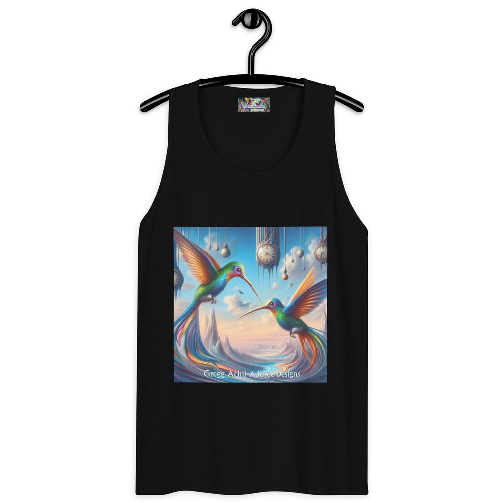 Hummingbirds and Clocks Men’s premium tank top - Gregg Acini Adoree Designs - Tank Top