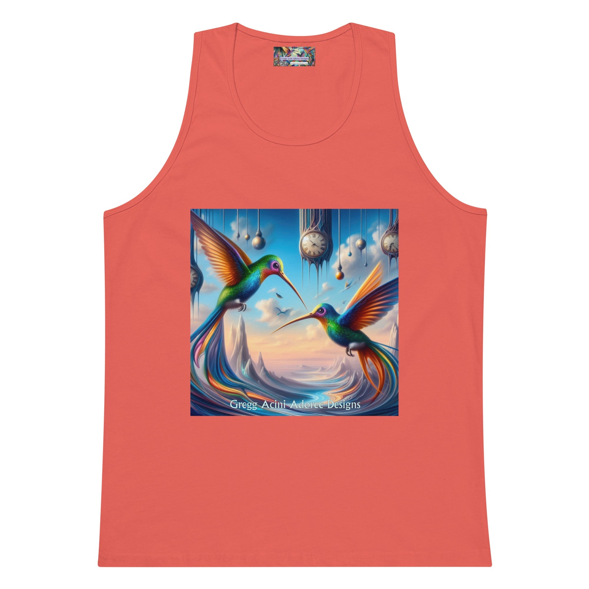 Hummingbirds and Clocks Men’s premium tank top - Gregg Acini Adoree Designs - Tank Top