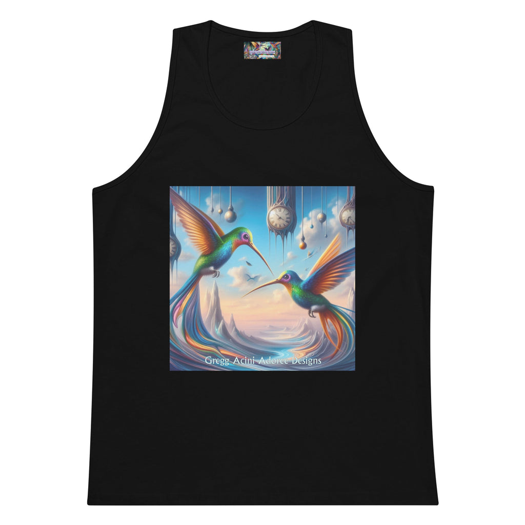 Hummingbirds and Clocks Men’s premium tank top - Gregg Acini Adoree Designs - Tank Top