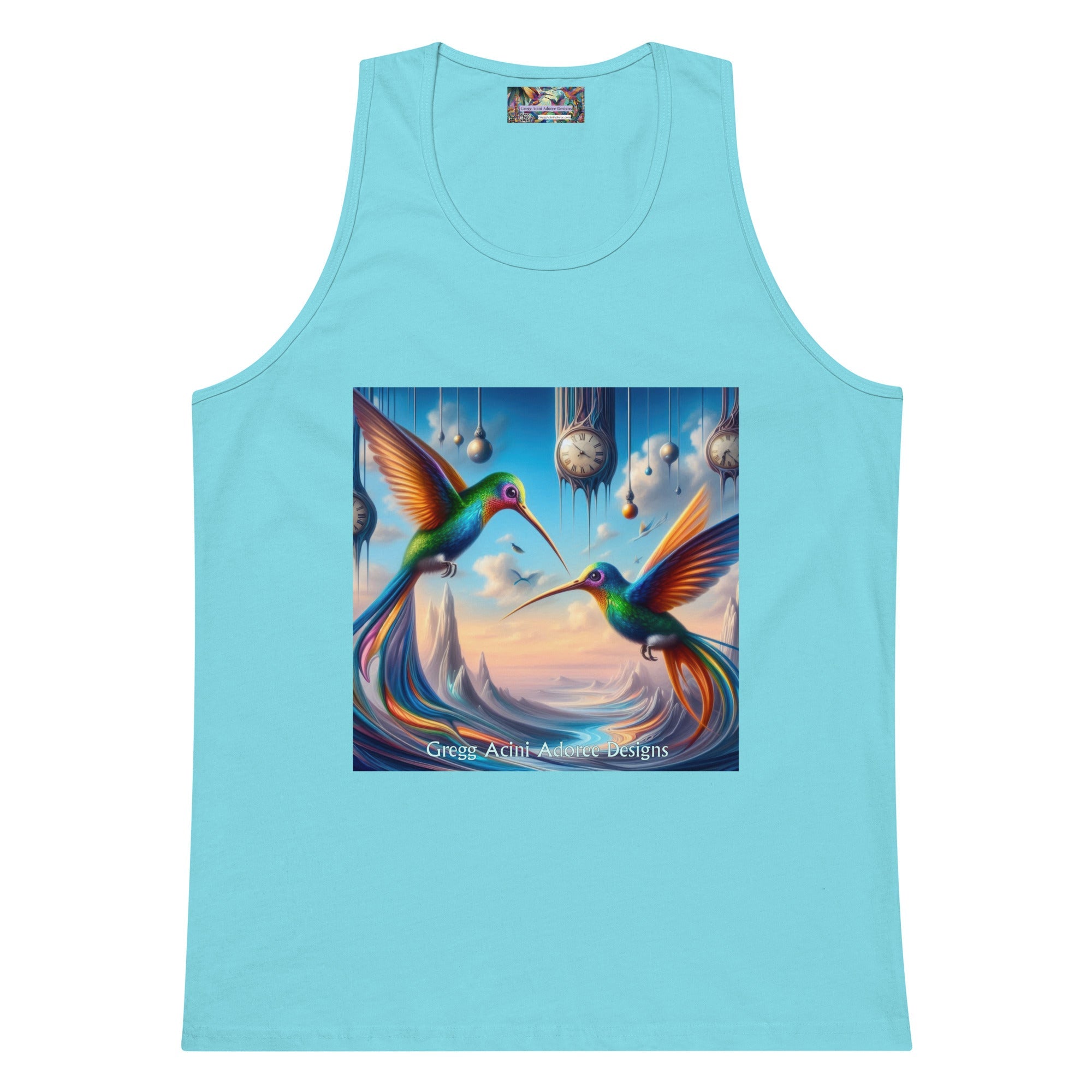 Hummingbirds and Clocks Men’s premium tank top - Gregg Acini Adoree Designs - Tank Top