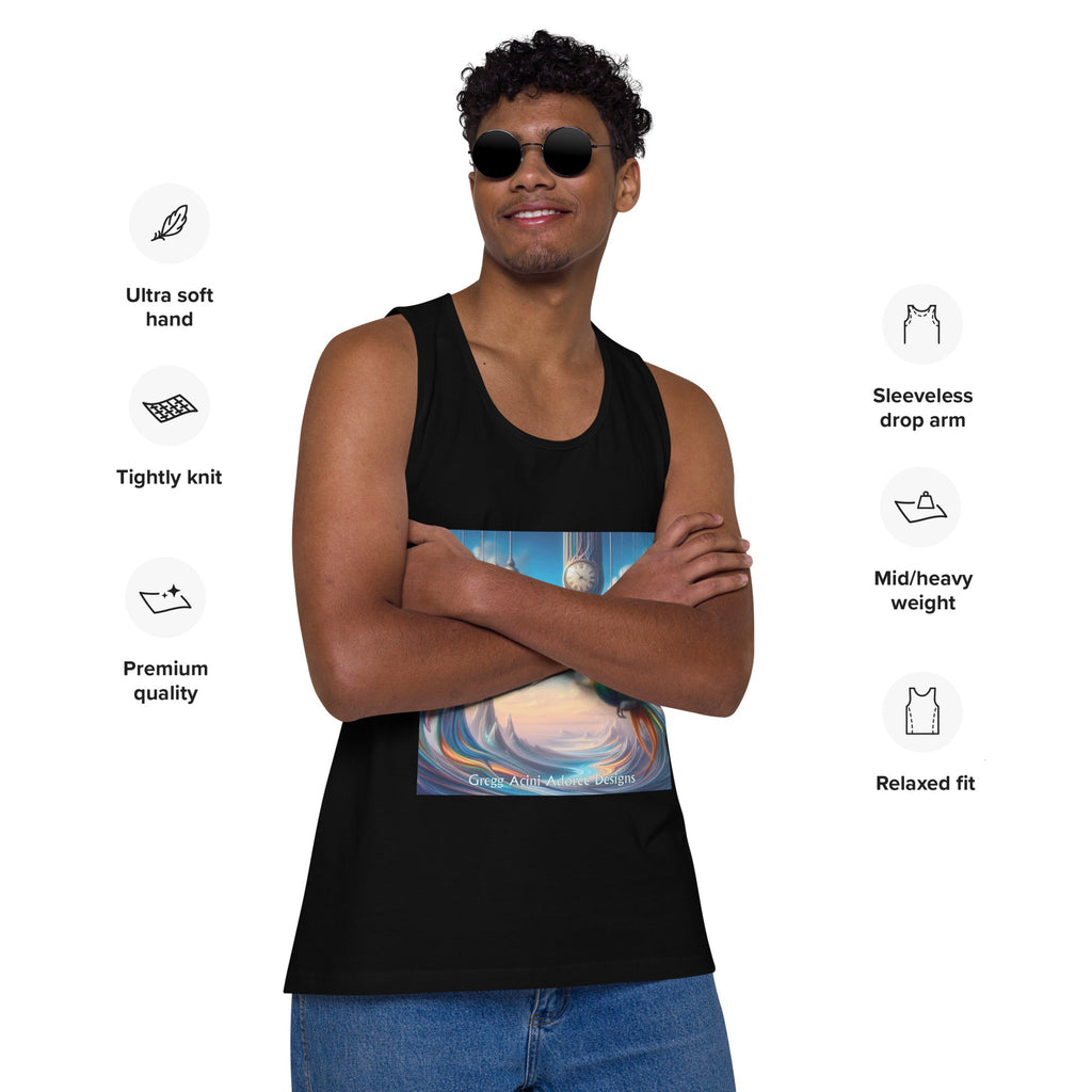 Hummingbirds and Clocks Men’s premium tank top - Gregg Acini Adoree Designs - Tank Top