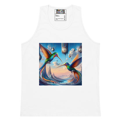 Hummingbirds and Clocks Men’s premium tank top - Gregg Acini Adoree Designs - Tank Top