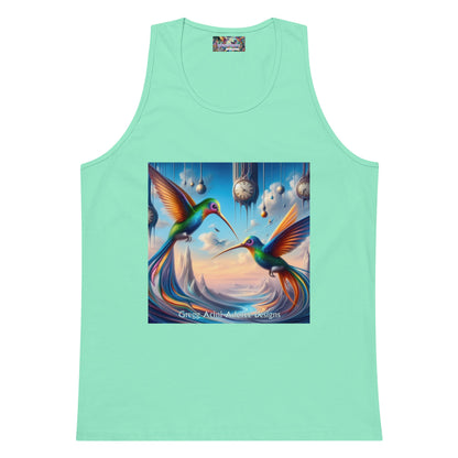 Hummingbirds and Clocks Men’s premium tank top - Gregg Acini Adoree Designs - Tank Top