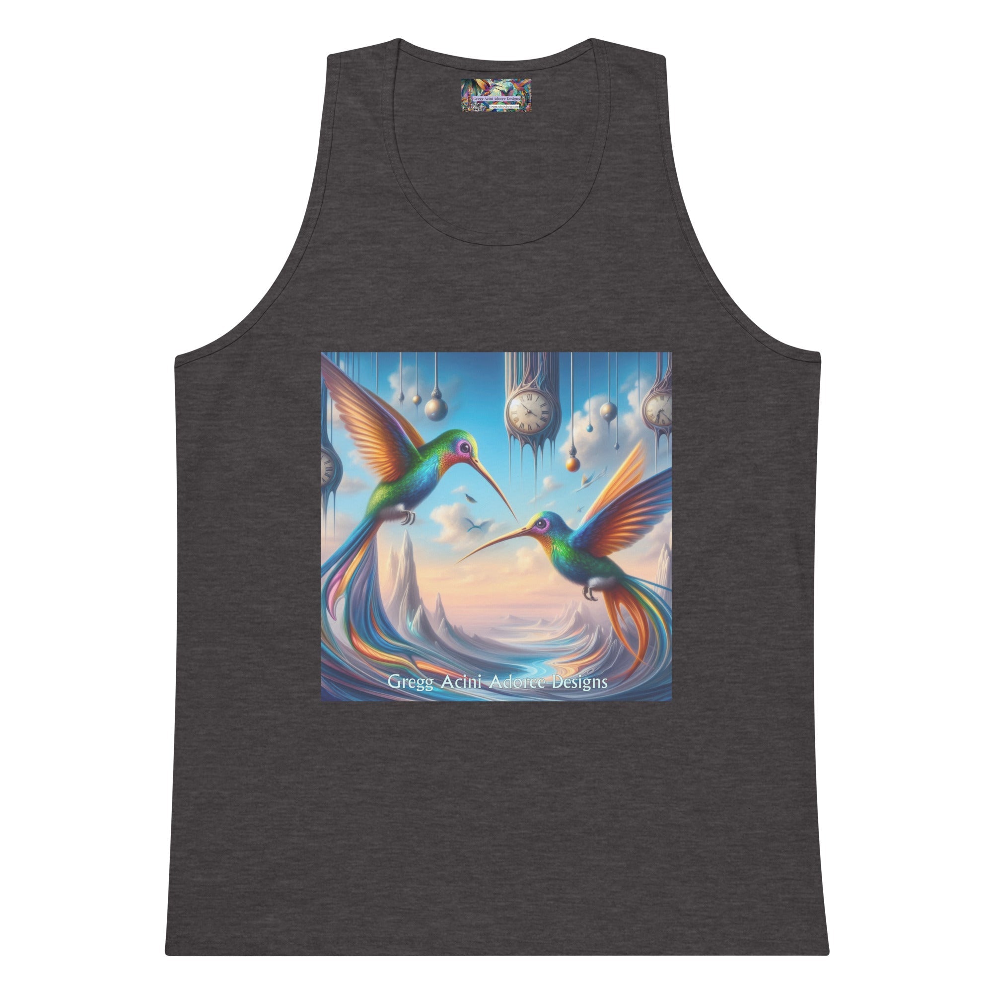 Hummingbirds and Clocks Men’s premium tank top - Gregg Acini Adoree Designs - Tank Top