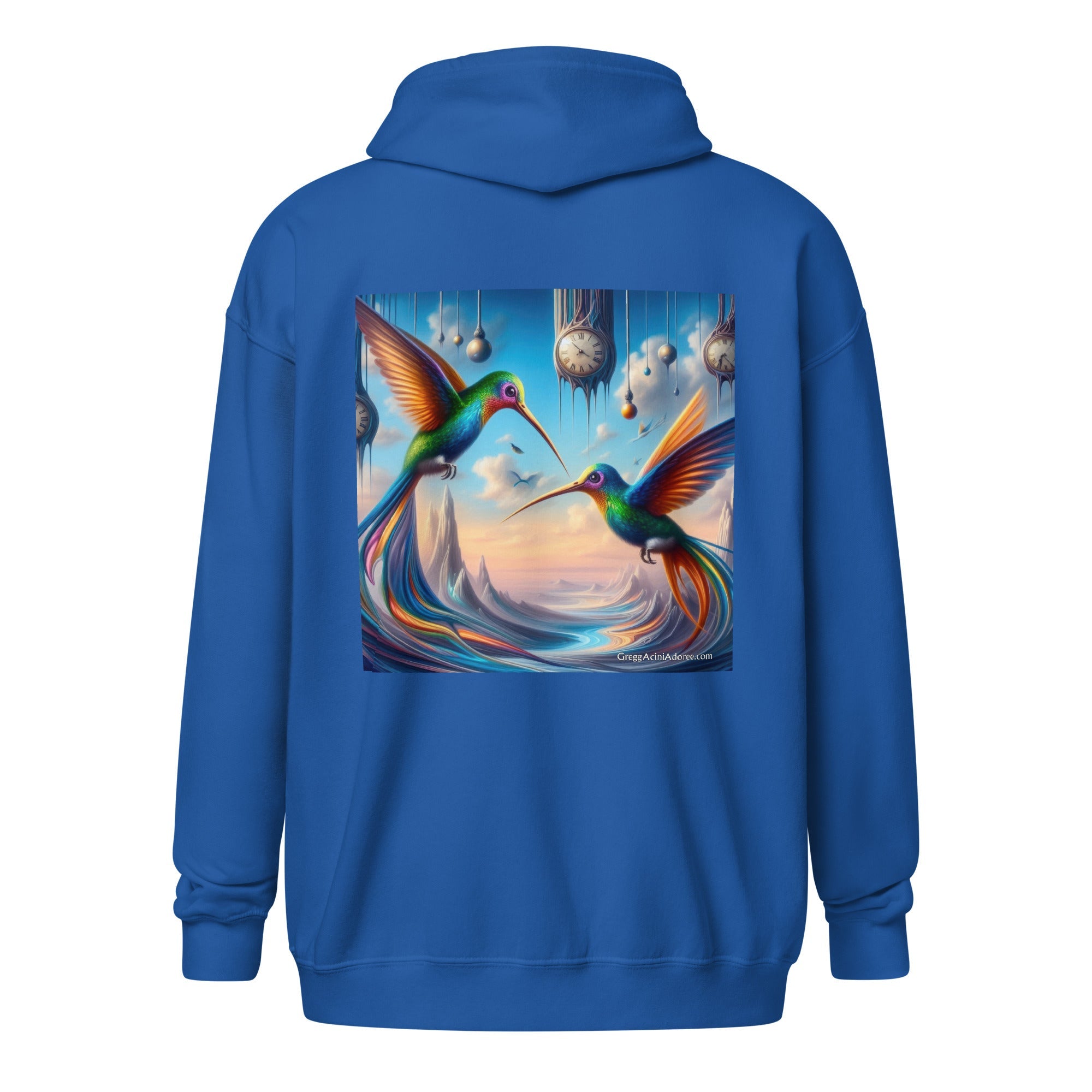 Hummingbirds and Clocks Unisex heavy blend zip hoodie - Gregg Acini Adoree Designs - Hoodie
