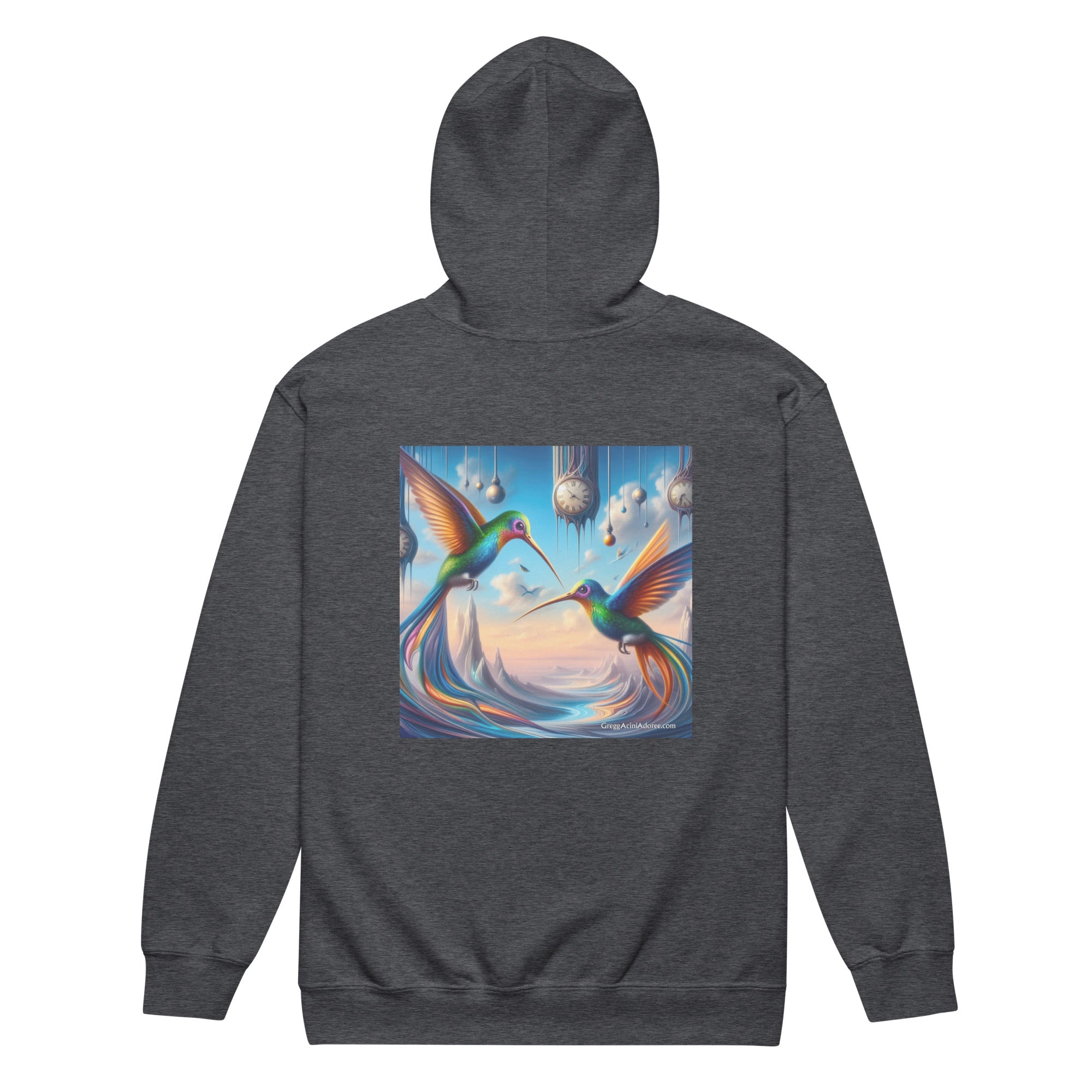 Hummingbirds and Clocks Unisex heavy blend zip hoodie - Gregg Acini Adoree Designs - Hoodie