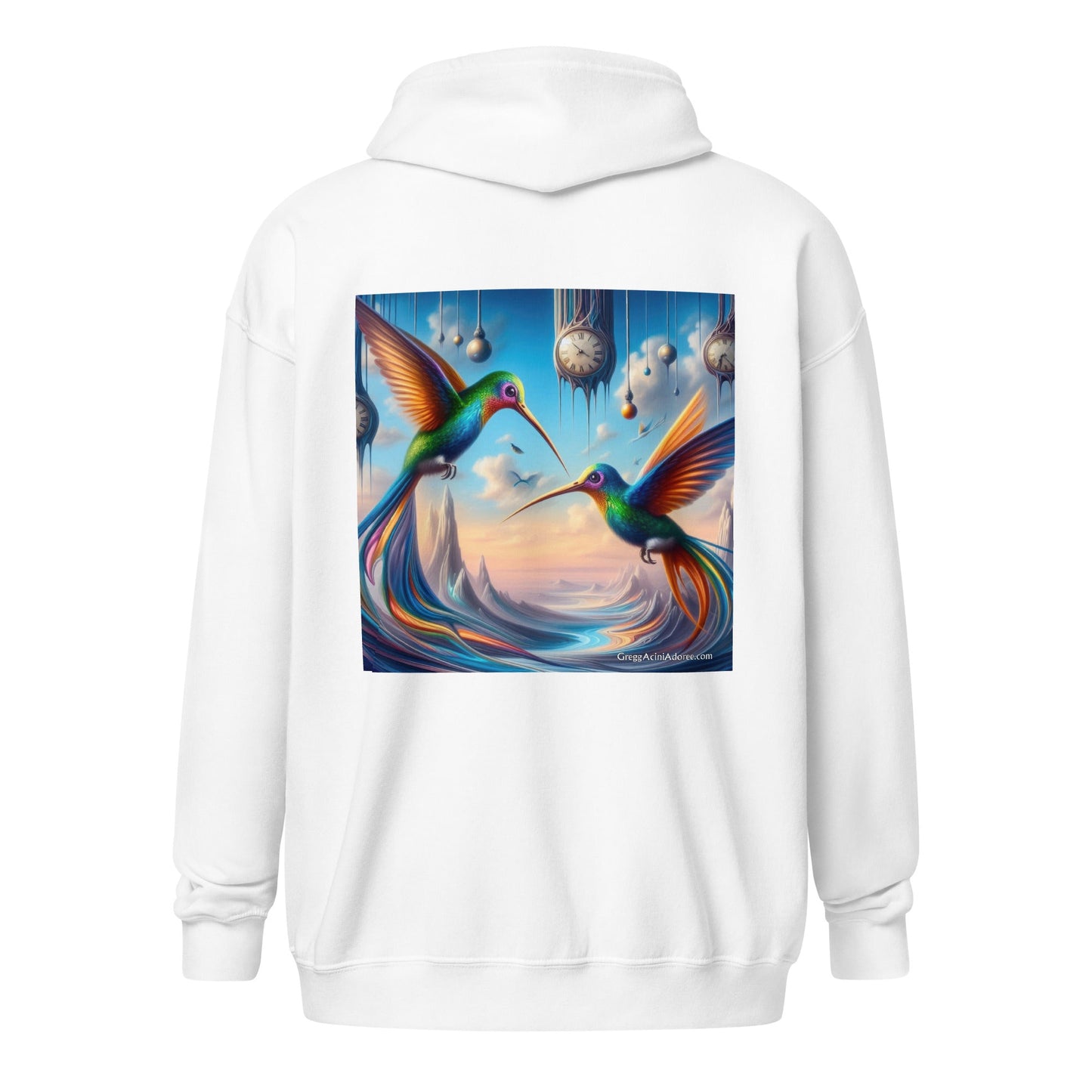 Hummingbirds and Clocks Unisex heavy blend zip hoodie - Gregg Acini Adoree Designs - Hoodie