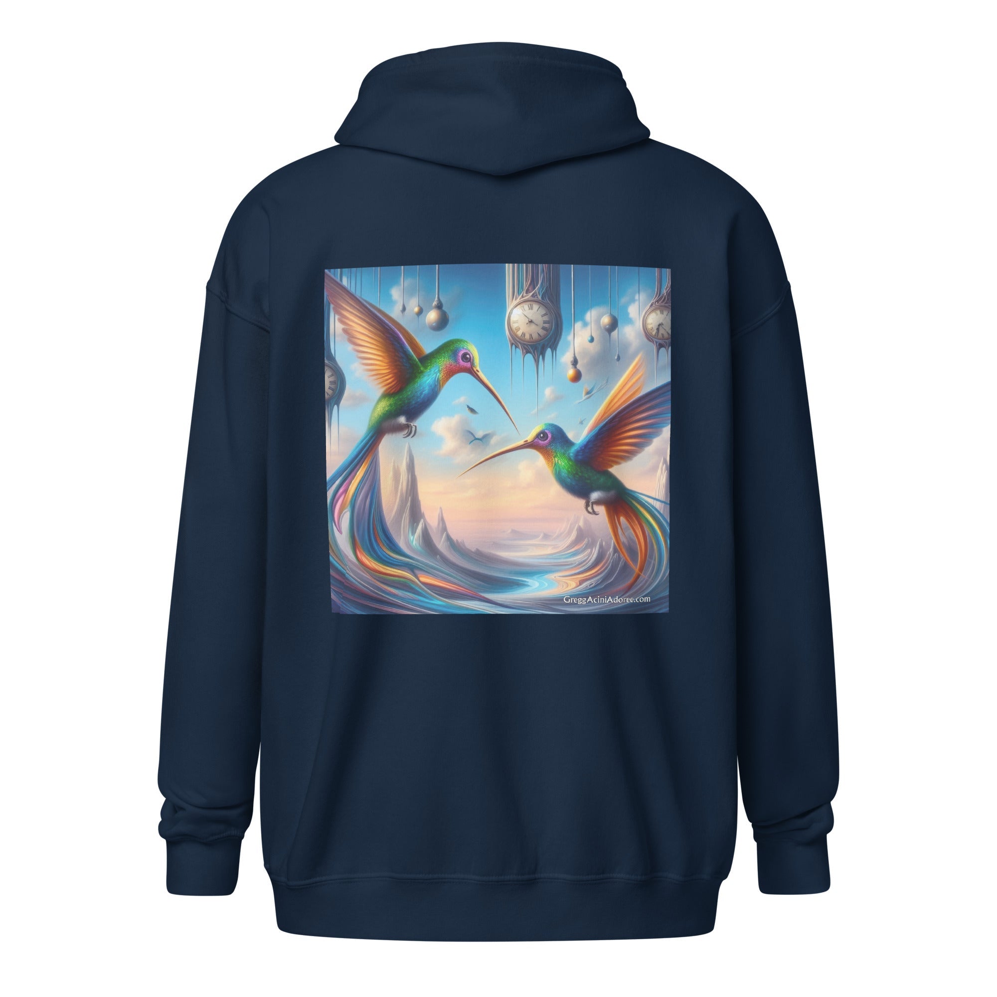 Hummingbirds and Clocks Unisex heavy blend zip hoodie - Gregg Acini Adoree Designs - Hoodie