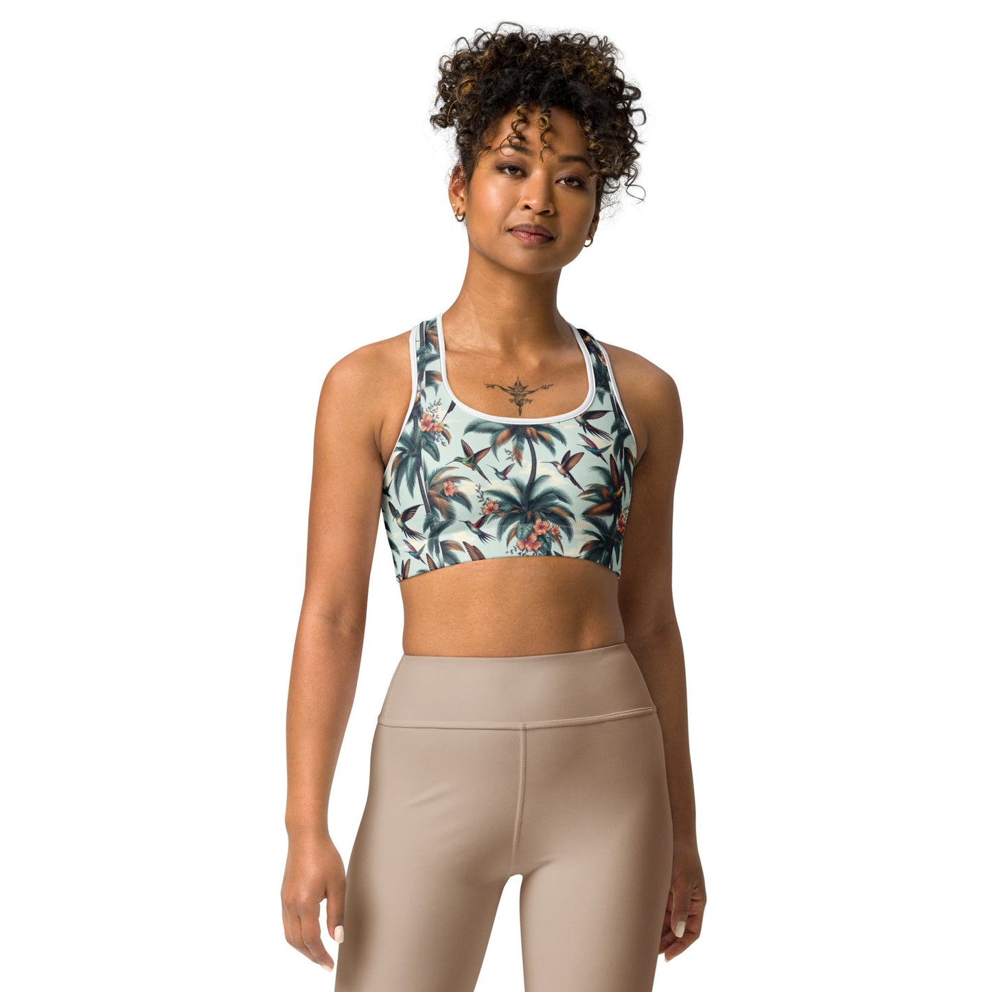 Hummingbirds and Palms Sports bra - Gregg Acini Adoree Designs - Sports Bra
