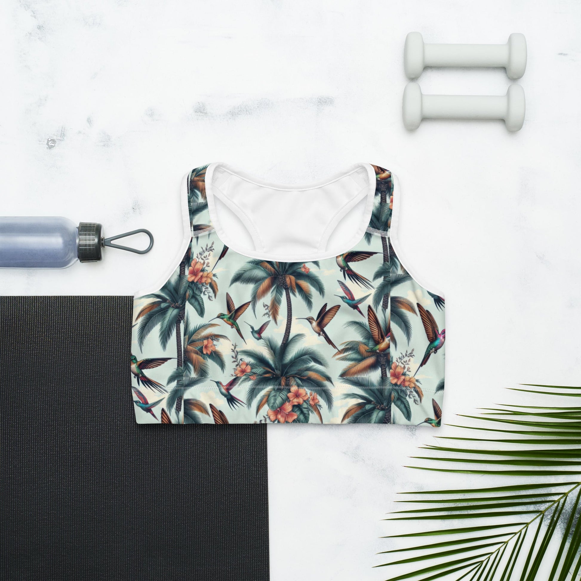 Hummingbirds and Palms Sports bra - Gregg Acini Adoree Designs - Sports Bra