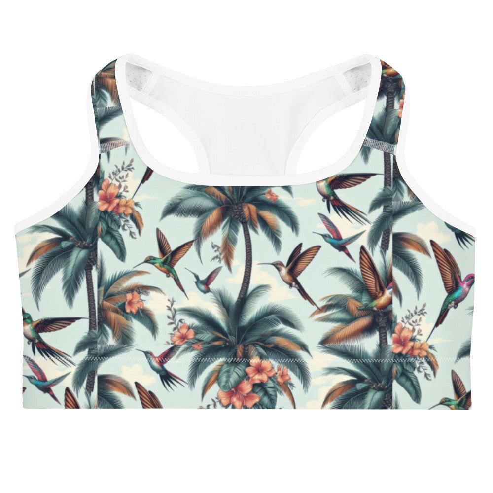 Hummingbirds and Palms Sports bra - Gregg Acini Adoree Designs - Sports Bra