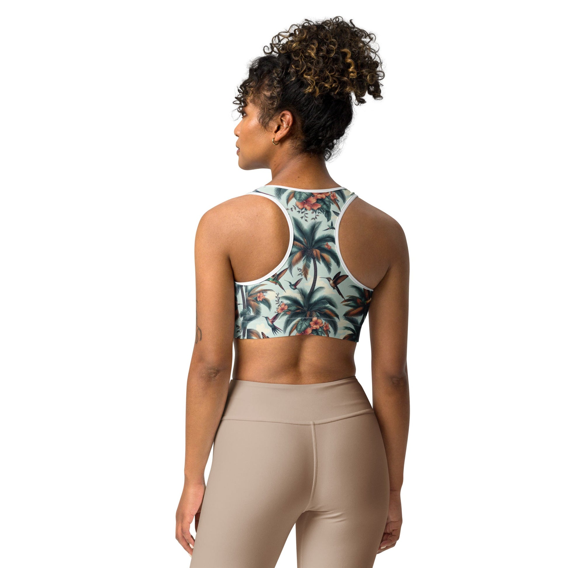 Hummingbirds and Palms Sports bra - Gregg Acini Adoree Designs - Sports Bra