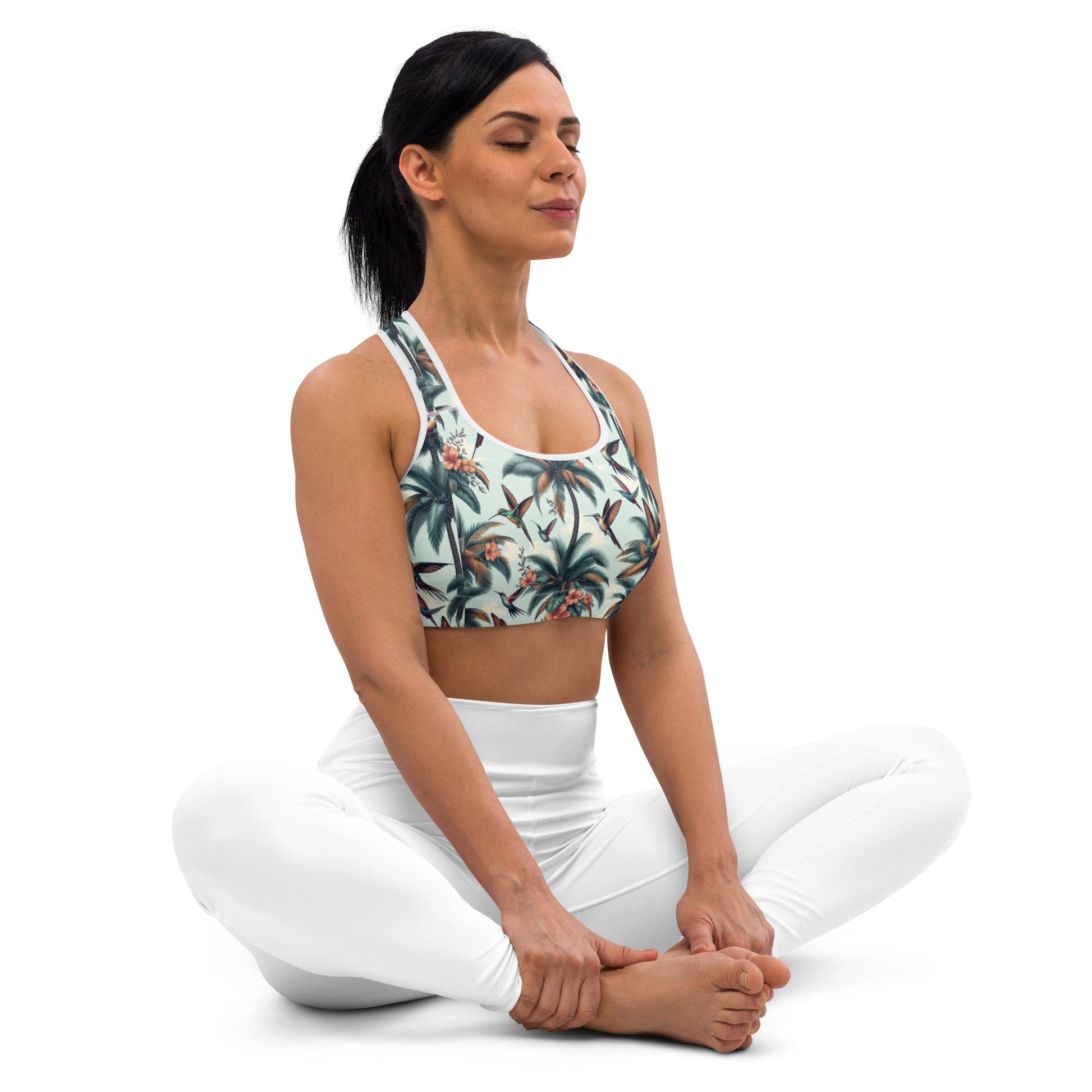Hummingbirds and Palms Sports bra - Gregg Acini Adoree Designs - Sports Bra