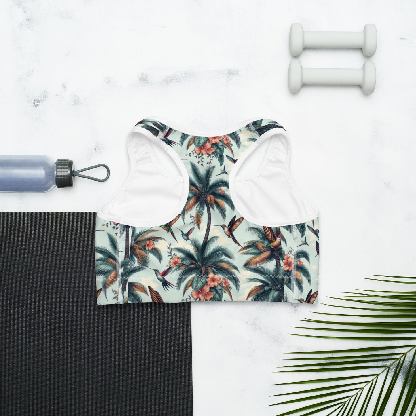 Hummingbirds and Palms Sports bra - Gregg Acini Adoree Designs - Sports Bra